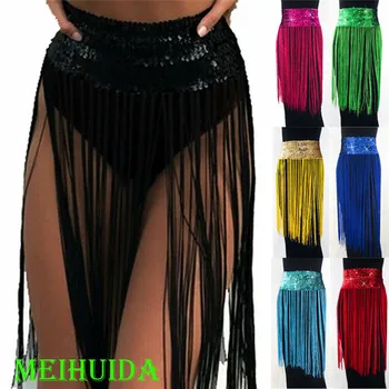 

HIRIGIN Women Belly Dance Hip Skirt Scarf Wrap Belt Glitter Sequin Tassel Hipscarf Skirts