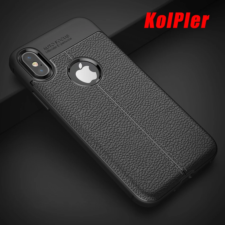

KOLPLER case for iphone X 10 Soft Leather 3D Texture TPU Silicone case Anti-knock back bumper on cover for iphone X case capa