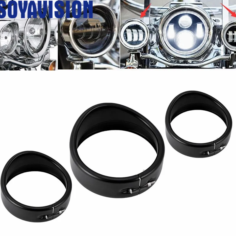 Motorcycle 7'' Headlamp & 4.5'' Passing Lamp Trim Ring Visor for Harley Davidson Motorcycle 7'' Headlamp & 4.5'' Passing Lamp Trim Ring Visor for Harley Davidson