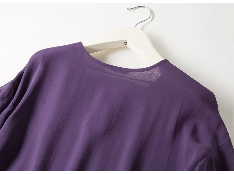 Женская летняя блуза из натурального шелка жоржет фиолетовая блузка с короткими рукавами летучая мышь Офисная Женская рубашка летний топ