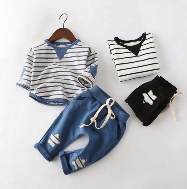 

Spring Autumn Clothing Sets Cartoon stripe Star Cotton Fashion Boy Girl Outfits Children Clothing JA145