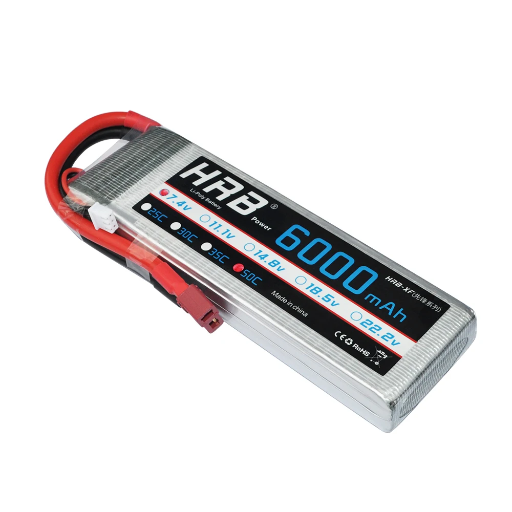 Hrb RC Lipo 2S батарея 7 4 в 6000 мАч 50C Max 100C аккумуляторная для Traxxas автомобиль модель Trex 500