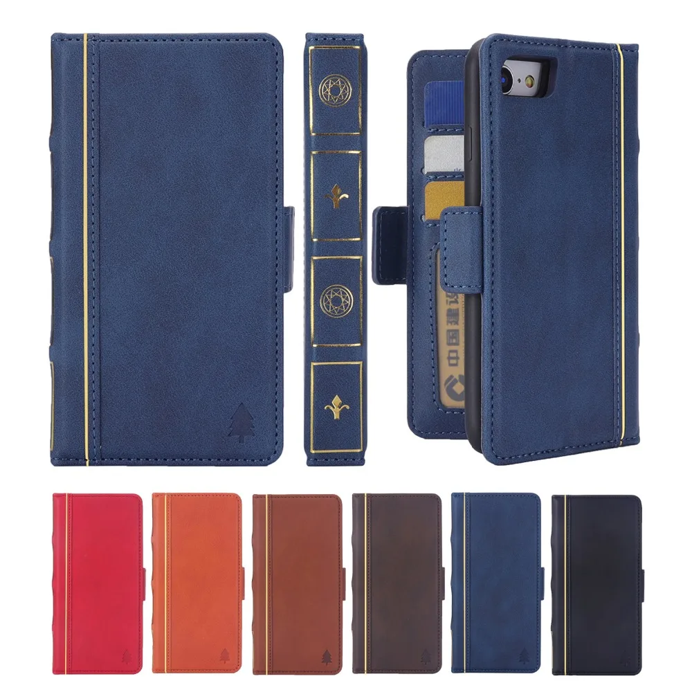 

for iPhone 8/8Plus Vintage Case, Luxury Retro Old Book/grimoire Style Folio Cover for Apple 7/7Plus,Magnet Business flip case
