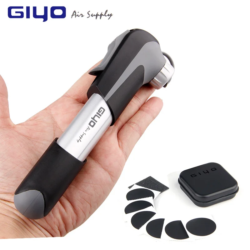 04c with tire patch Giyo Мини Ручной велосипедный воздушный насос шины для езды на велосипеде воздушный велосипедный насос насосы Bomba Presta Schrader переходник для вентилей велосипедный насос - Цвет: 04c with tire patch