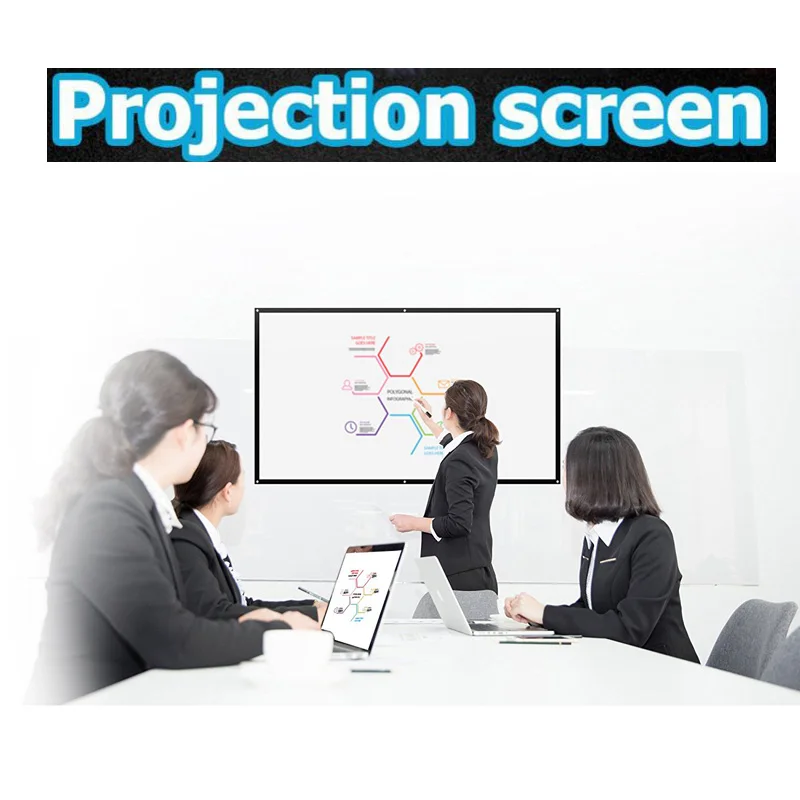 60 inch 169 Portable White Projector Screen High-definition Screen Projection Curtain Home Office Projection Screen (4)