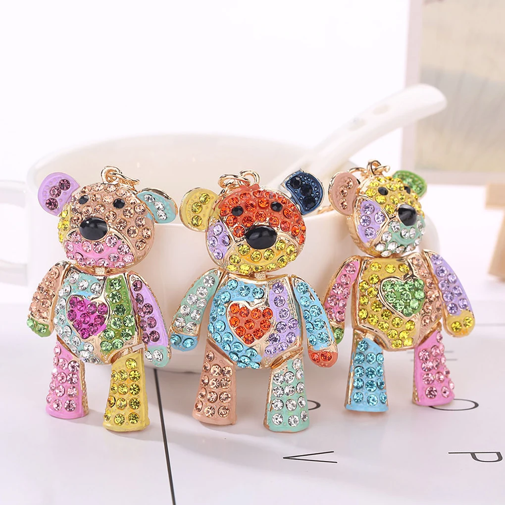 

Bear Alloy Rhinestone Keyring Lady Girls Bag Keychain Metal Crystal Birthday Gift Key Chain