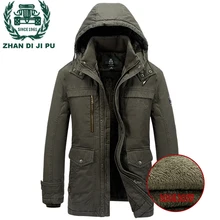 ZHAN DI JI PU Брендовая Одежда Плюс Размер 4XL 5XL зимние куртки с капюшоном и воротником мужские флисовые теплые парки 178