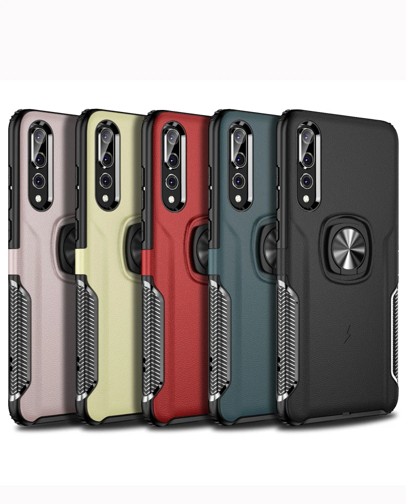 For Huawei Mate20 Pro Metal Ring Car Stand Silicone Case for P20 Shockproof Phone Cover P30 Nova3 3i Nova4 Nova5i | Мобильные
