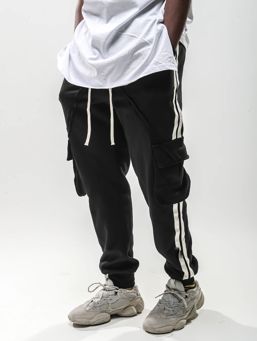 VFIVEUNFOUR Hip Hop Side Striped Pockets Harem Joggers Cargo Pants 2019 Mens Baggy Harajuku Sweatpants Casual Hip Hop Trousers 