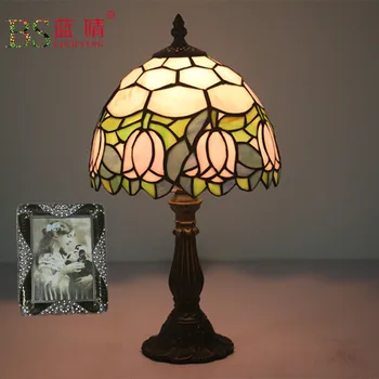 

Antique Nordic Art Deco Turkish Mosaic Rustic Stained Glass Red Bedroom Bedside Desk office Table Lamp Light For Living Bed Room