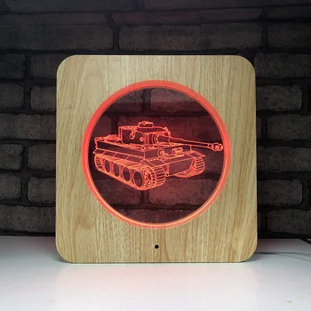 

Wood grain creative 7 color gift usb night light bedroom home 3d atmosphere light led table lamp tank