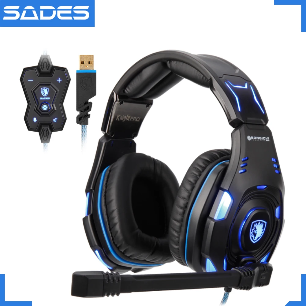 

SADES Knight Pro Professional Headset for Gamer on-line Remote Headphone BONGIOVI Audio Engine Noise-cancelling Headphones