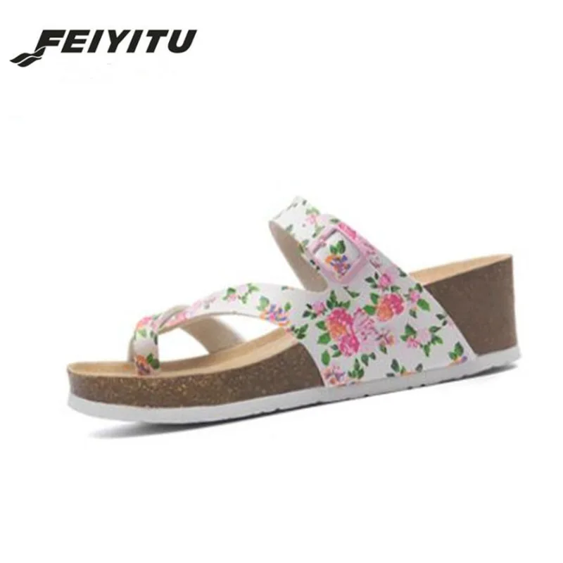 Новинка 2019 Модные женские сандалии FeiYiTu на пробковой платформе летние пляжные с