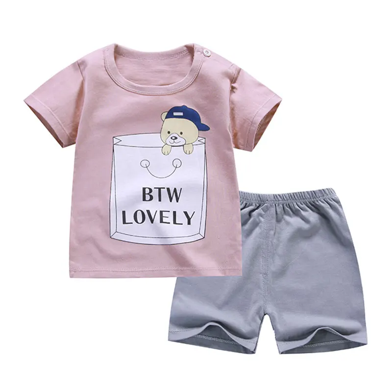 

T-Shirt+Short Pants 2019 Baby Boy Girls Cotton Clothing Sets Clothes Outfits Bebes Suits 6M to 7 Years Old 2 PCS Set