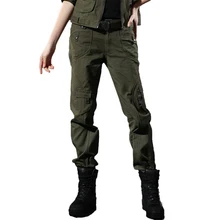 Уличные походные женские камуфляжные брюки хлопковая Униформа длинные брюки Военная парусиновая мешковатая прямая трубка мульти Сумка военный фанат