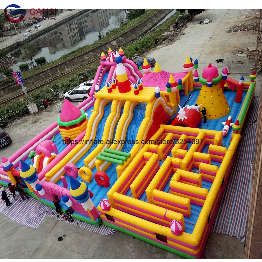 Outdoor Playing Funny Games Inflatable Maze Castle Combo Bounce