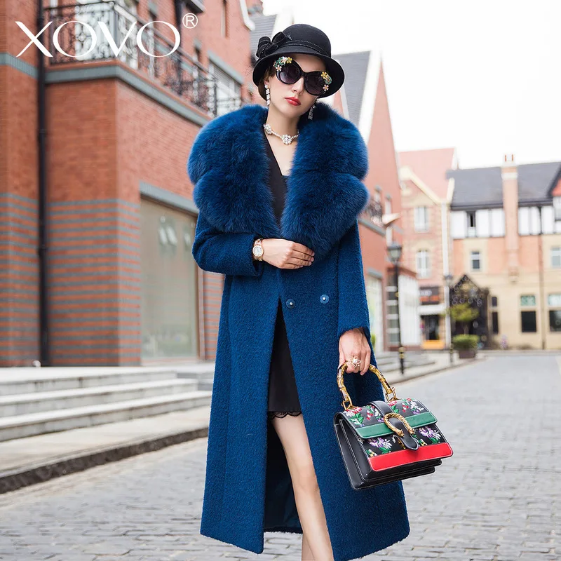 Wool coat's women fox fur collar good qulity Woolen coat winter outerwear women long section overcoat new clothing New Arrival Wool coat's women fox fur collar good qulity Woolen coat winter outerwear women long section overcoat new clothing New Arrival