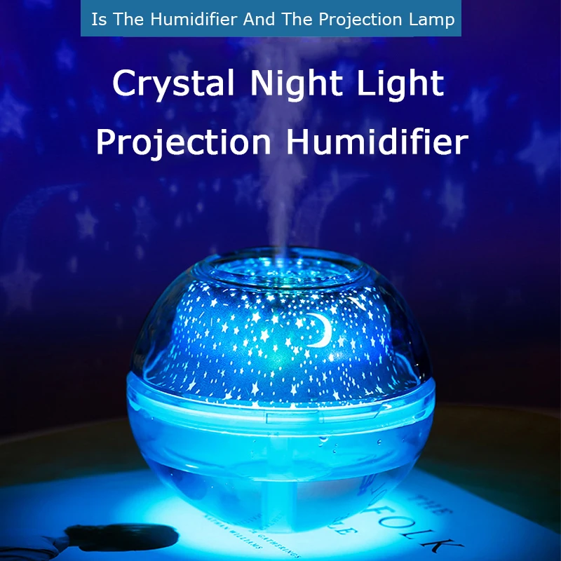 

Starry Sky Night Light Projector Humidifier Plug In 3D Atmosphere Neon Table Lamp 500ml Large Water Tank Bedside Home Decoration