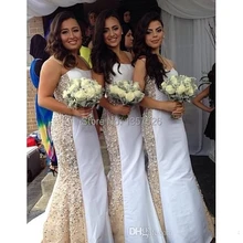 Bling Bling Beaded Crystal Sheath 2017 bridesmaid Dresses white Formal Prom Dresses custom made long party gown WL18