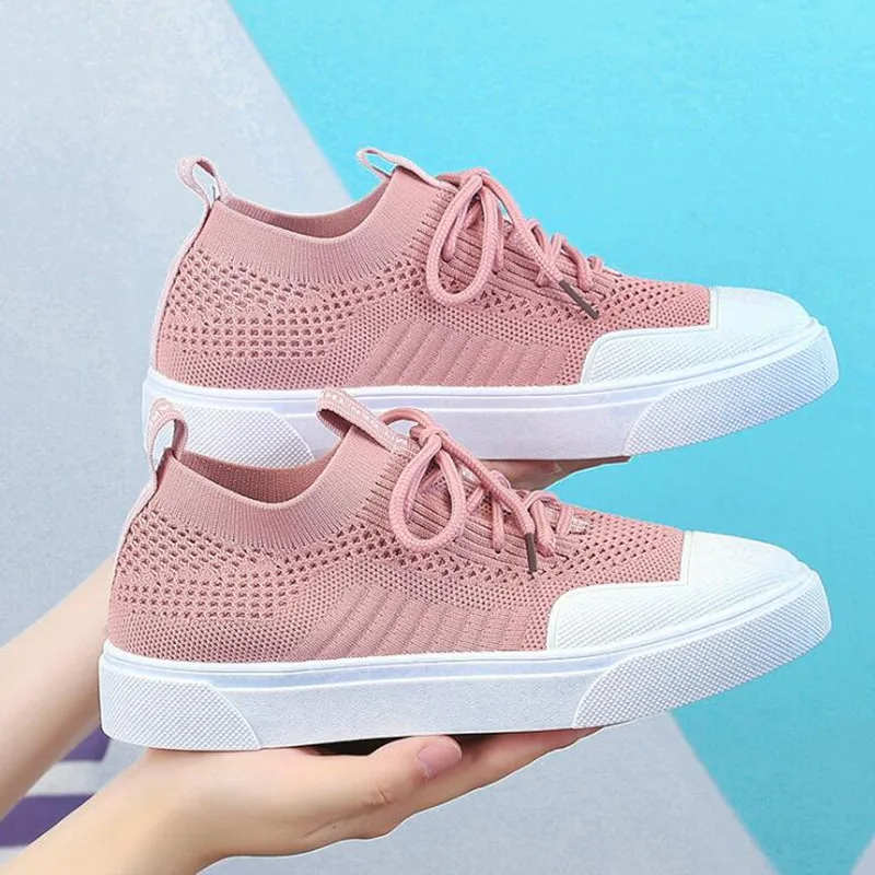 

Breathable Mesh Platform Sneakers Woman Shoes Casual Flying Woven Socks Shoes Soft Footwears Ladies Witte Sneakers Dames