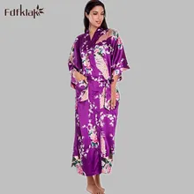 Fdfklak Европейский стильный принт женские длинные халаты для женщин Одежда для невесты халат Black черный/белый E900