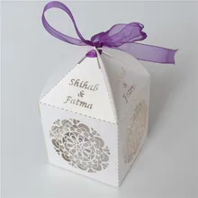 Белый на заказ лазерная резка свадебные подарочные коробки с бесплатным ленты