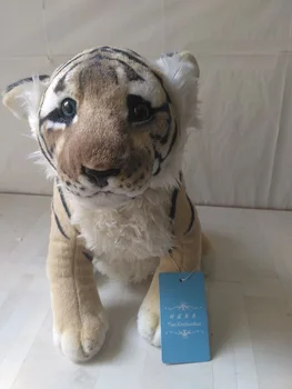 

about 35cm lovely squatting tiger plush toy simulation tiger soft doll birthday gift s0004