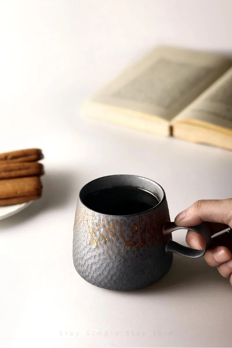 Японский стиль, винтажная керамическая грубая керамика, кофейная чашка ручной работы, ржавчина, глазурь, Вытяжная Цветочная чашка для латте, завтрака, молока, чая, воды, кружки