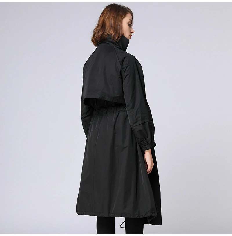 Женский плащ большого размера, Осеннее зимнее пальто, новое длинное пальто на молнии с большими карманами, ветровка, пальто