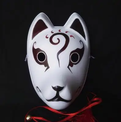 Full Face Hand Painted Halloween Fox Mask Japanese Anime Kitsune