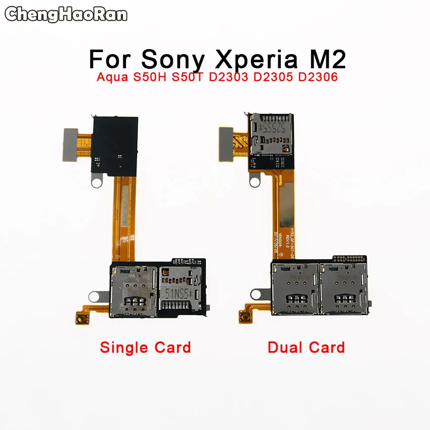 ChengHaoRan держатель слота для SIM-карты + TF кардридер гибкий кабель Sony Xperia M2 Aqua S50H S50T D2302