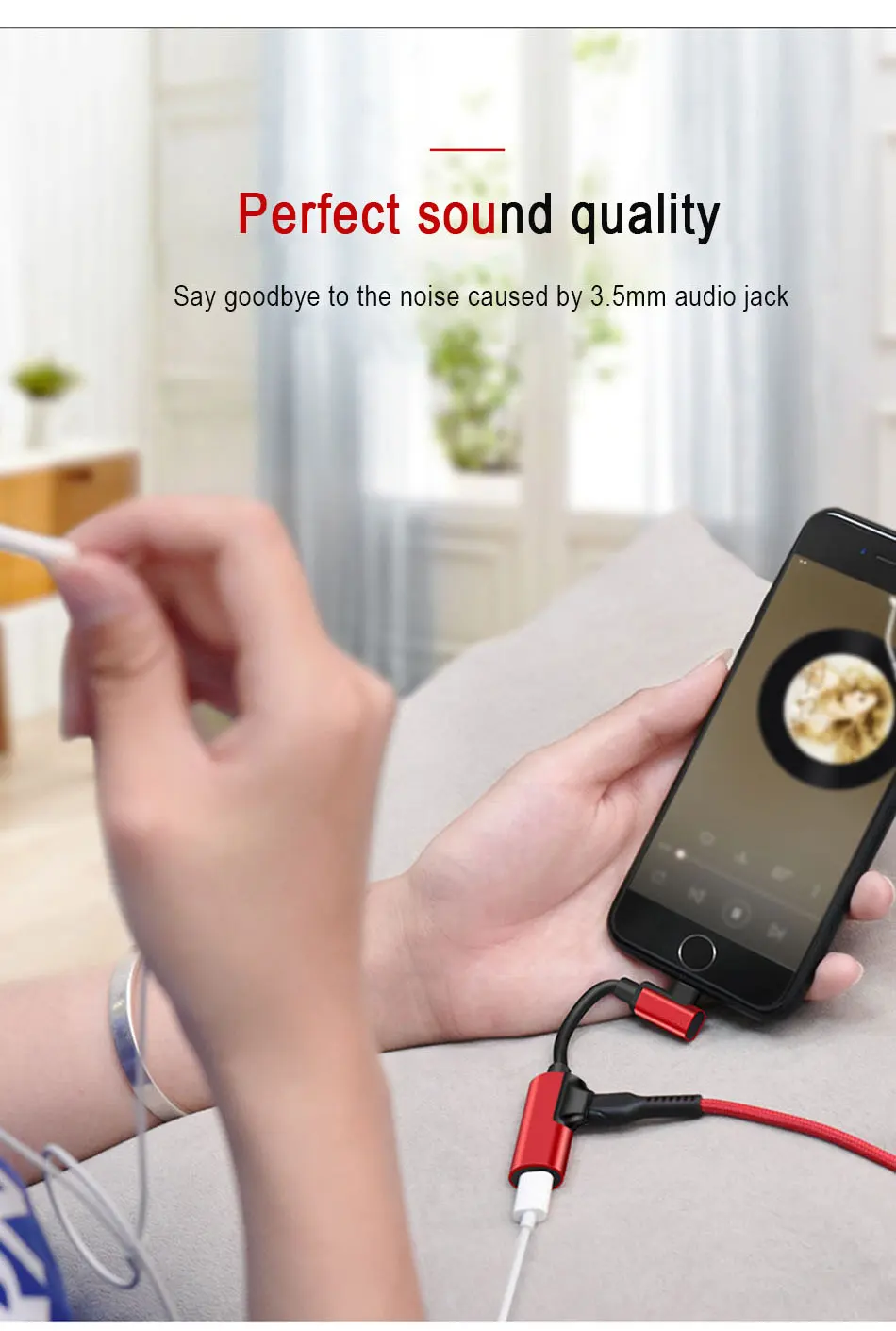 !ACCEZZ 2 in 1 Charging Audio Adapter For iphone X 8 7 Plus IOS 10.311 Dual Lighting Charge Jack to Earphone AUX Splitter Cable (6)
