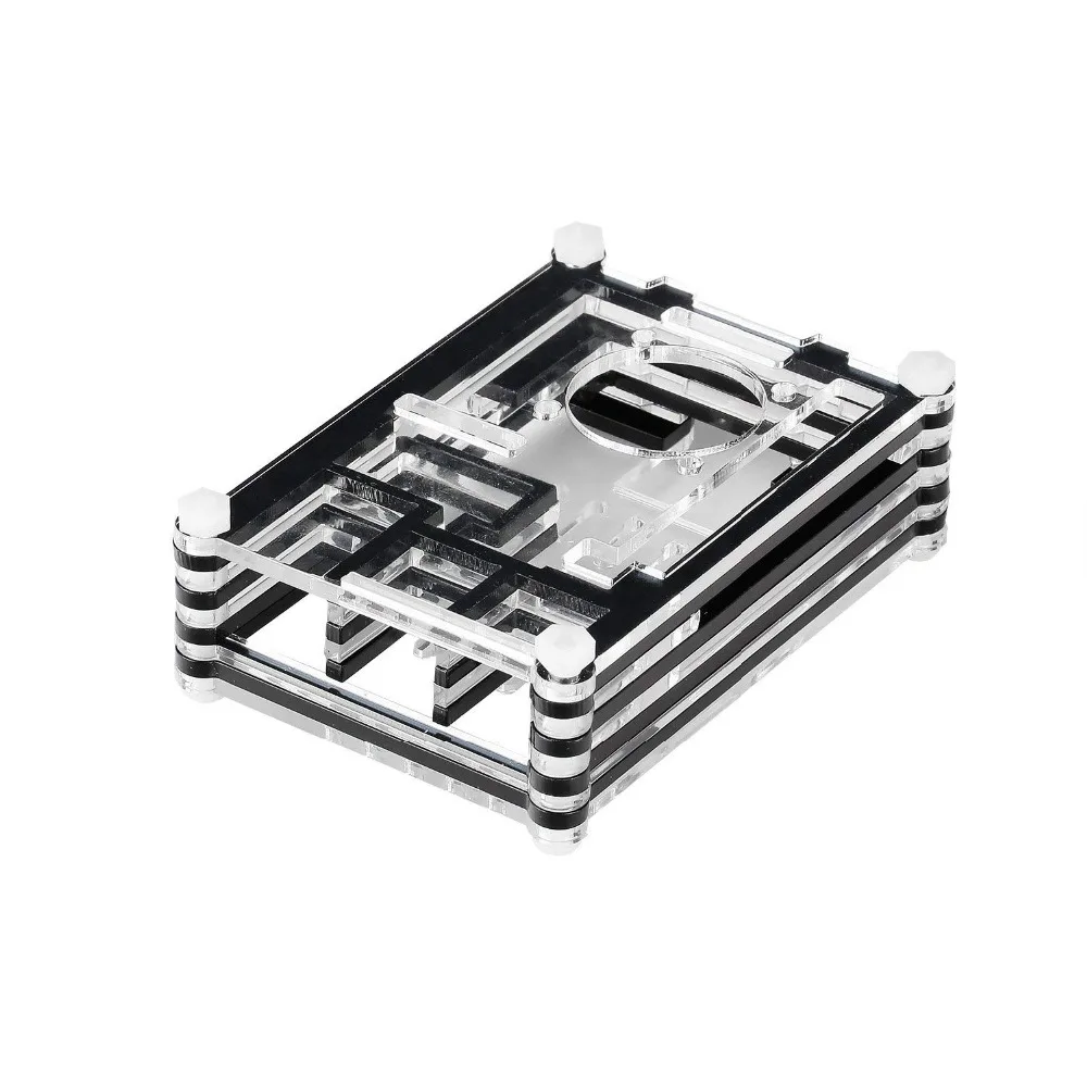 Акриловый черный чехол 4 в 1 для Raspberry Pi 3 + с мини вентилятором радиаторами и USB 5 2