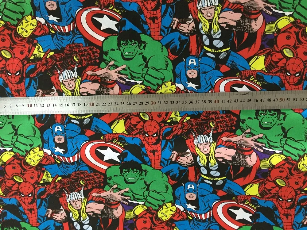 

Super HERO Hulk Iron man Thor DIY fabric curtain cloth pillow width 108cm sewing home textiles decoration