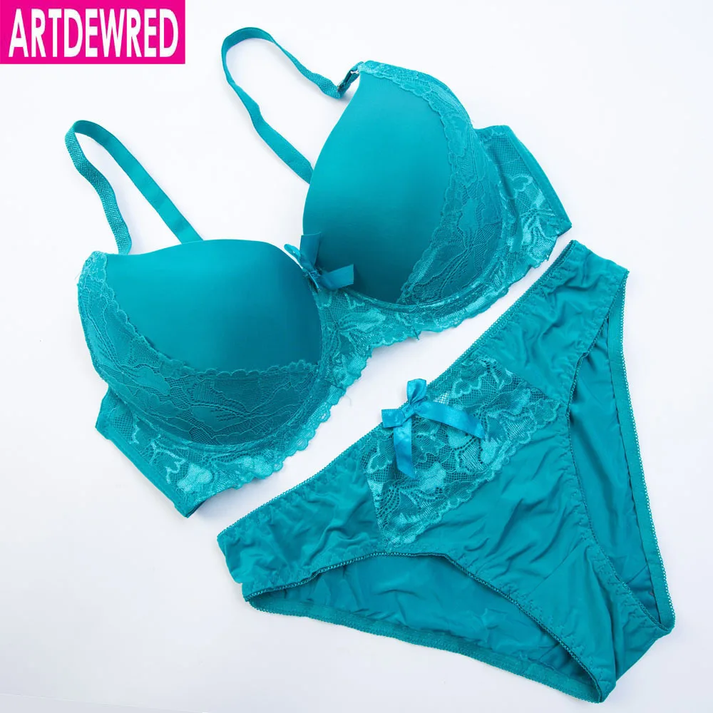 ARTDEWRED Plus Size Bra Set 90D 95DD 100E 110 Cup Underwear Oversized Lace Women Lingerie Puse Up Bra Brief Sets Sexy Intimate