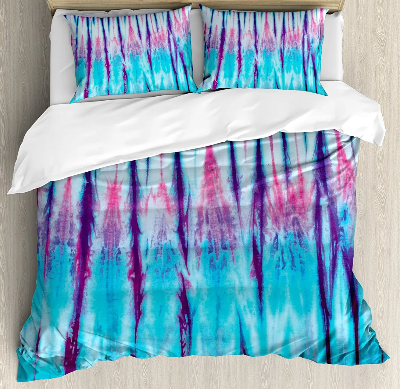 Tie Dye Decor Duvet Cover Set Close Up Vertical Gradient Tie Dye