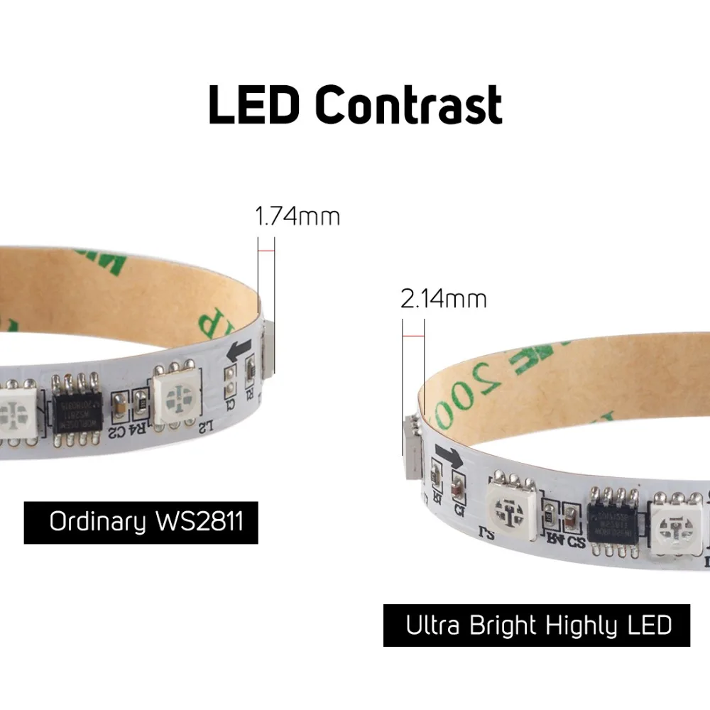 WS2811 5050 SMD RGB лента 30/48/60/96/144 светодиодов/м адресуемые светодиодные пиксели внешний