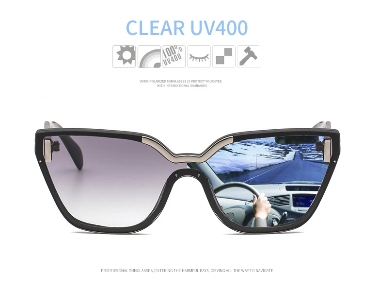 Квадратные Солнцезащитные очки кошачий глаз с одной линзой для мужчин и женщин, модные очки UV400, винтажные очки 46153