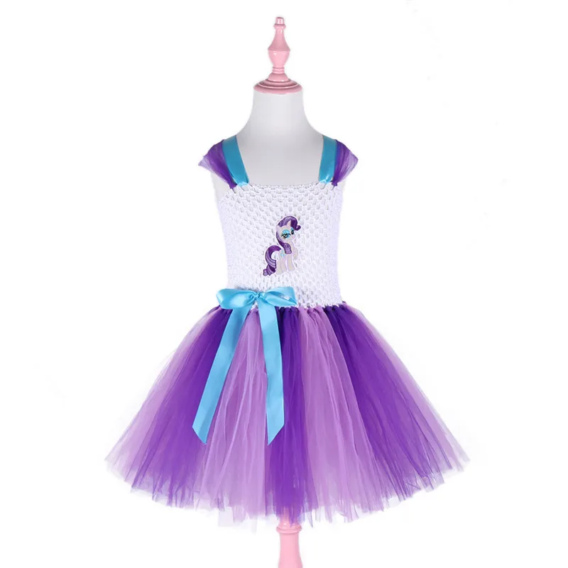 Hot Sell Flower Girls Tutu Dress Little Pony Rainbow Princess Girls Birthday Party Dresses Kids Halloween Cartoon Costume 1-12Y beautiful baby girl skirt Dresses