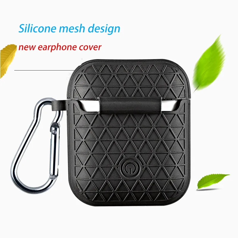 

2019 New Mesh design airpod case cover cute 2 in 1 case for airpods key ring silicone tws earphone dust guard headset bag stand