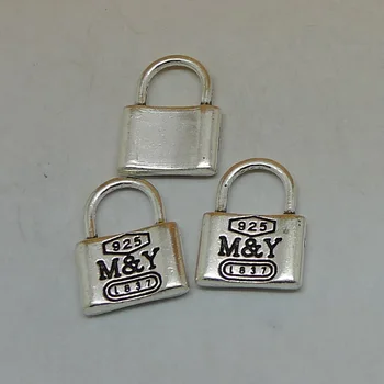 

NCRHGL 30pcs/lot Retro 1837 925 M&Y Lock pendants Charms for making necklace bracelet clothing diy Jewelry Findings gift 18x13mm