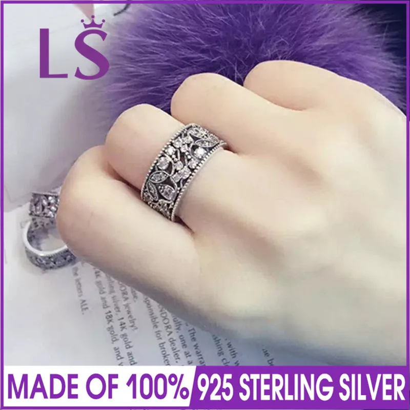 

LS Hot Sale High Quality Real 925 Sterling Silver Shimmering Leaves Ring For Women Rings Compatible with Original Fine Jewelry N