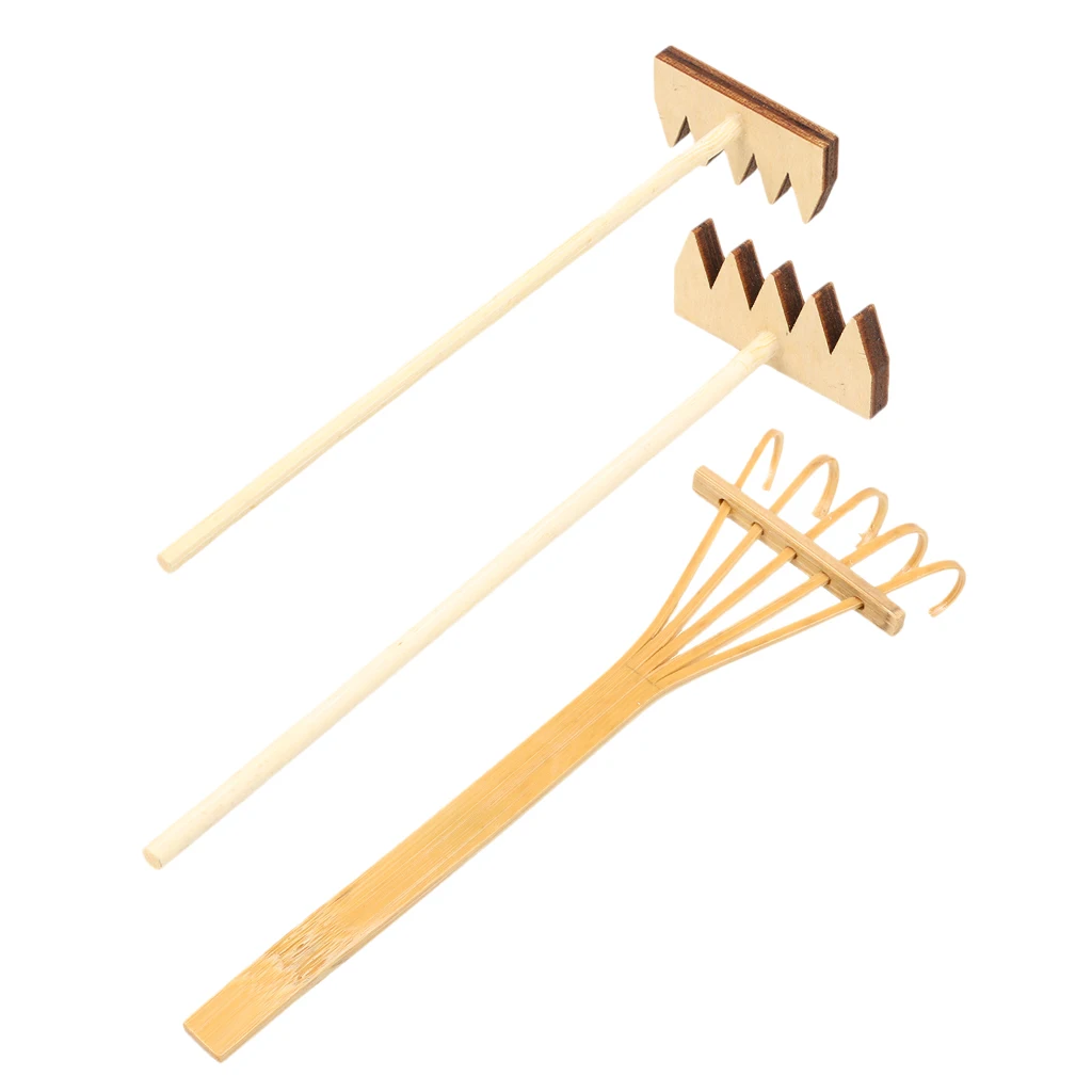 3Pcs Mini Rake for Zen Garden Sand Tabletop Meditation Feng Shui Decor