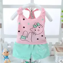 2018 Algodão Verão Conjunto de Roupas de Bebê Camisa + Shorts Kids Summer Set Crianças Roupas das Meninas Set Criança Sem Mangas Sportwear