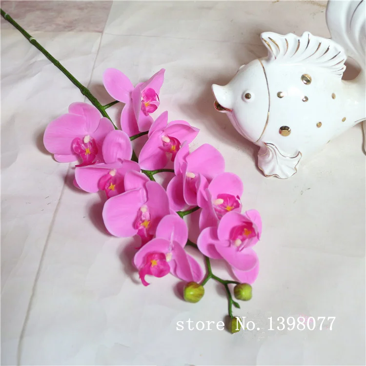 9 голов 95 см искусственные цветы, орхидеи исходный материал Настоящее прикосновение мягкий высокое качество - Цвет: Розовый