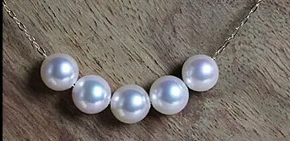 

18"5 pcs 9-10mm natural south sea white pearl necklace silver clain