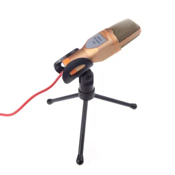 

Gold Condenser Microphone Professional For Computer Portable Wired Network Chatting Games Karaoke Video microfone With Stand