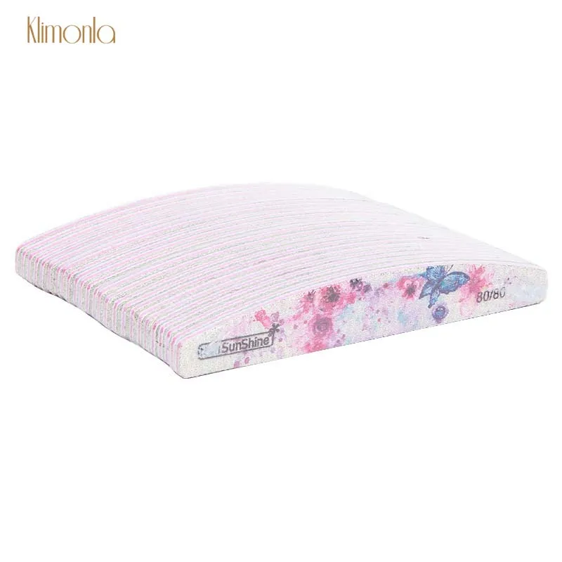 

50Pcs/lot Nail Files Block Buffer For Manicure 80/80 Grit Banana Curve Sandpaper Grinding Polishing Beauty Nails Care Tools
