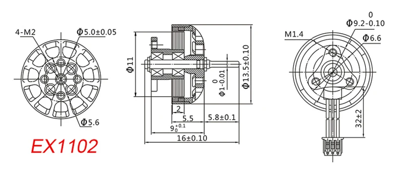 2-3S бескорпусный двигатель Happymodel EX1102 9000/10000KV 1102 CW CCW 1 мм/1,5 мм вал для дрона Mobula7 HD 75/85 мм whoop Crazybee