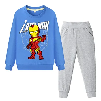 

Boys Girls Cartoon Iron Man Print Sweatshirt Pant Suit Children Clothing Sets Kids Sports Tracksuit Baby Hoodies Outfits DY018